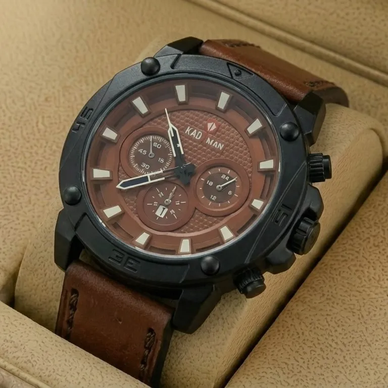 Kademan 6048G Watch Leather Strap With Date